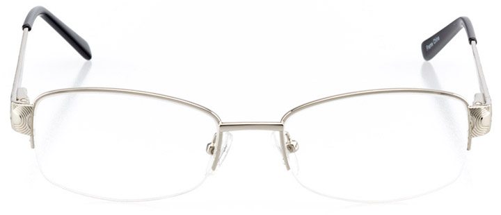 golden: women's rectangle eyeglasses in silver - front view