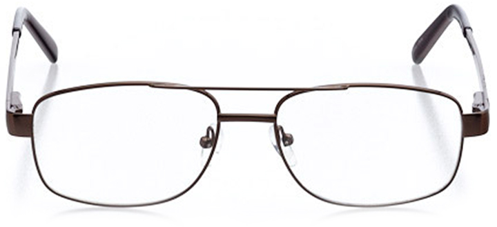 york: men's square eyeglasses in brown - front view