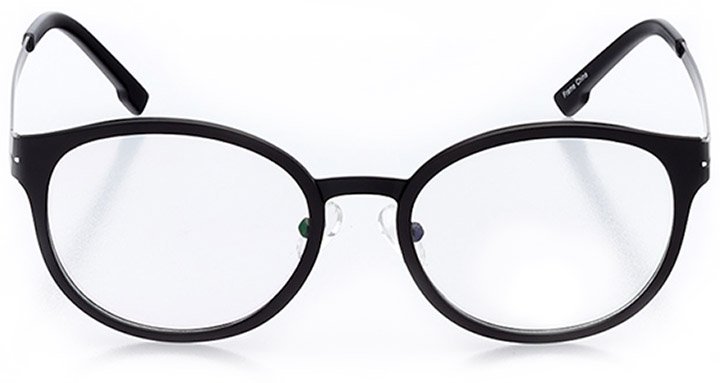 greenwich: unisex round eyeglasses in black - front view